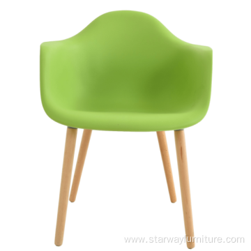 Modern European Plastic Seat Beech Wooden Eames Armchair